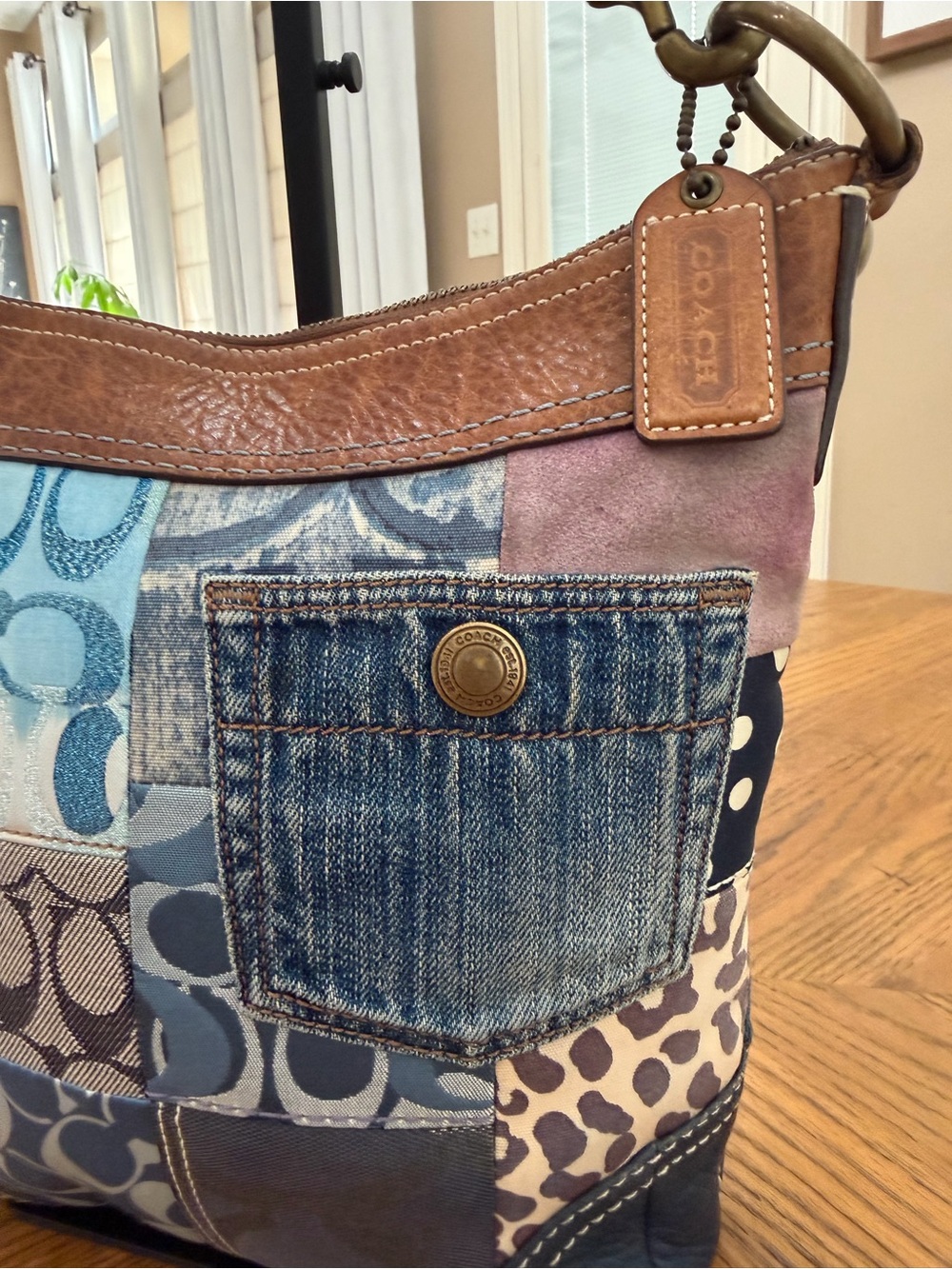 Coach Patchwork Signature Denim & Leather Shoulder Ba… - Gem